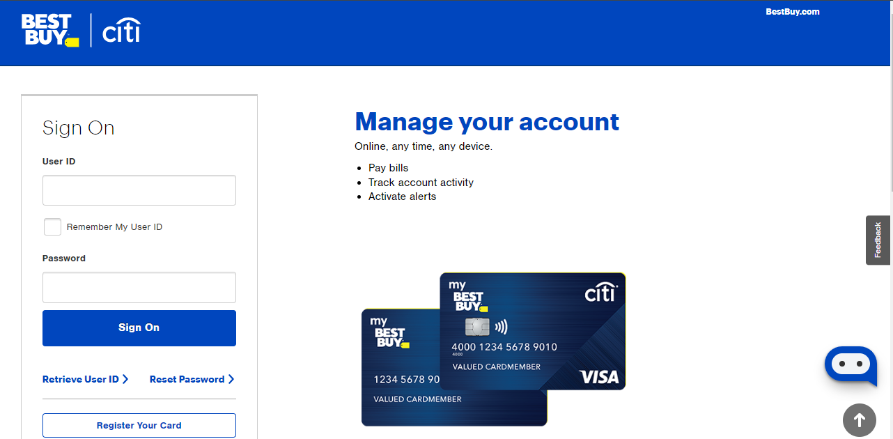 best buy credit card login
