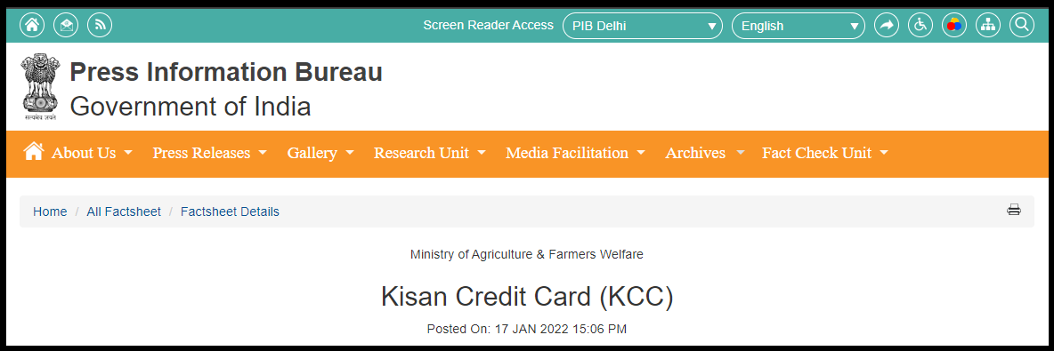 kisan credit card yojana 