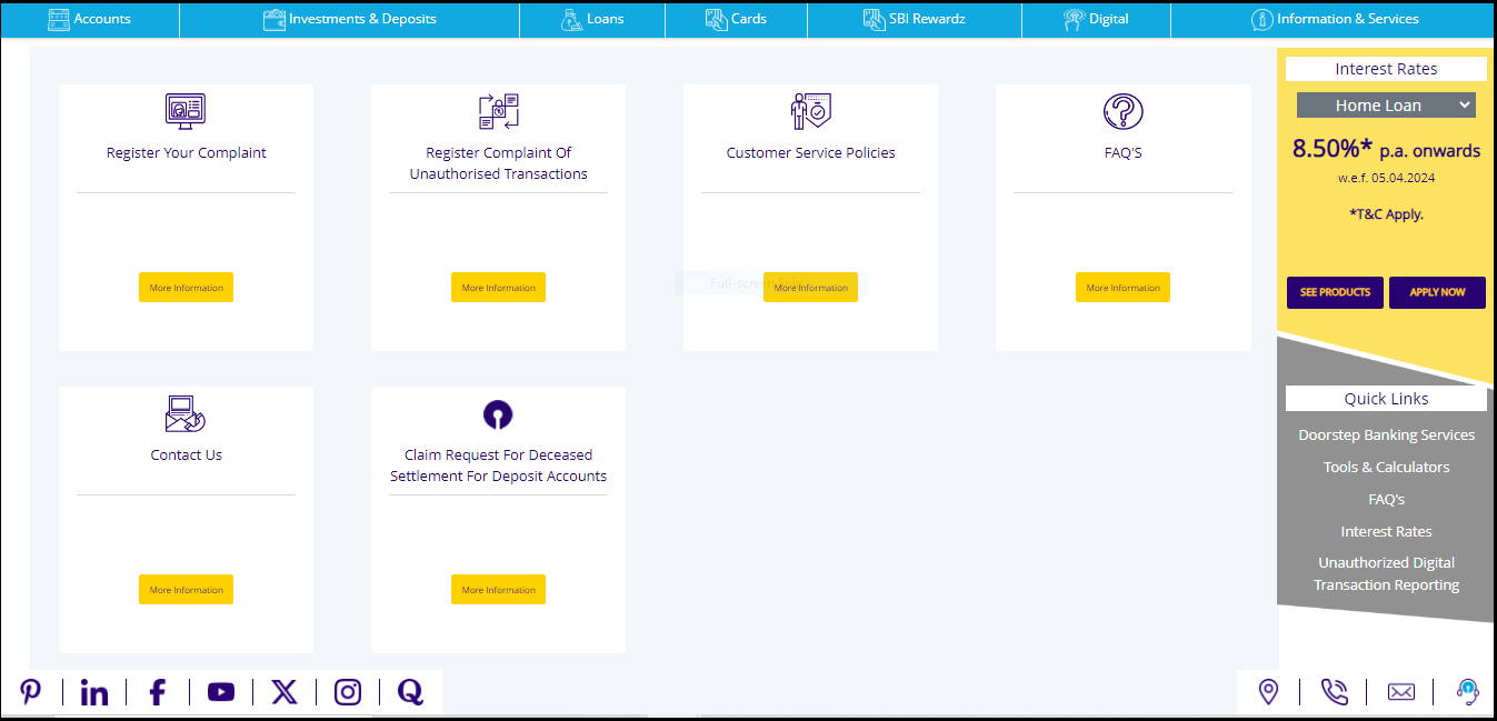 sbi customer care number